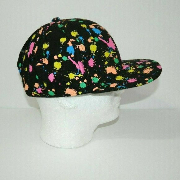 Headlines Black Snapback Hat Paint Splatter Drips - Picture 3 of 7
